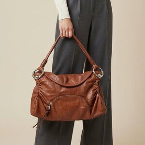 B. MAKOWSKY  | CROC LEATHER SATCHEL BOHO SHOULDER BAG